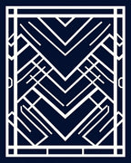 Art Deco White Geometric Pattern Rug