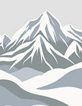 Stylized Snow-Capped Mountain Landscape Rug