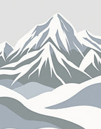 Stylized Snow-Capped Mountain Landscape Rug