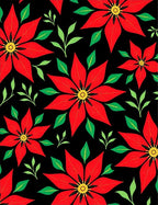 Bold Red Poinsettia Black Floral Rug