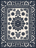 Floral Medallion Leaf Pattern Rug