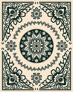 Floral Mandala Centerpieces Border Design Rug