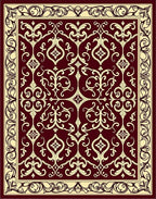 Elegant Winery Floral Scroll Pattern Rug