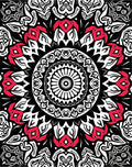 Intricate Black Red Floral Mandala Design Rug