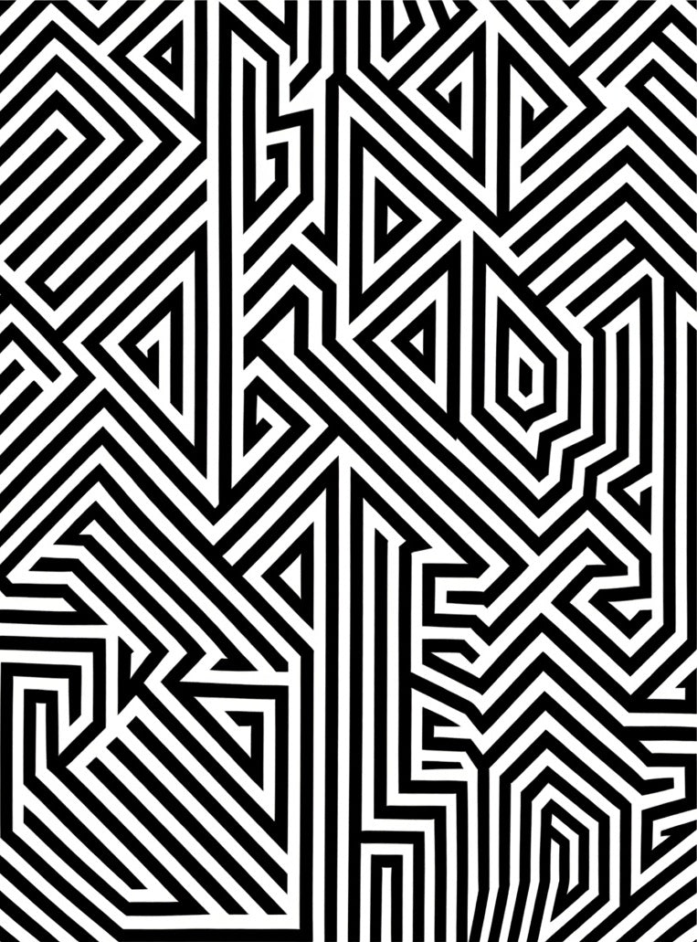 Abstract Black White Geometric Design Rug