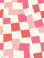 Geometric Pink White Checkered Pattern Rug