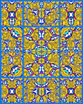 Vibrant Yellow Blue Kaleidoscopic Pattern Rug