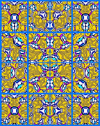 Vibrant Yellow Blue Kaleidoscopic Pattern Rug