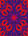 Vibrant Red Purple Floral Kaleidoscope Rug