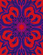 Vibrant Red Purple Floral Kaleidoscope Rug