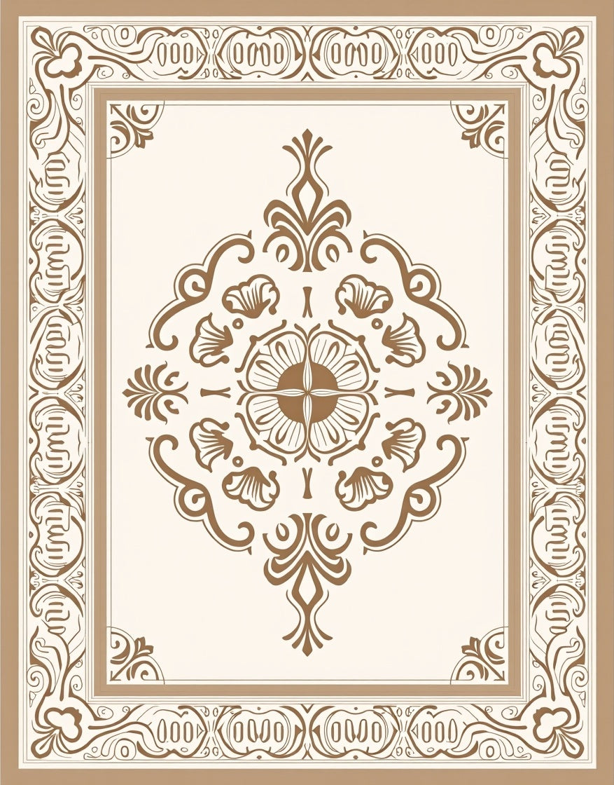 Elegant Scrollwork Centerpiece Design Rug