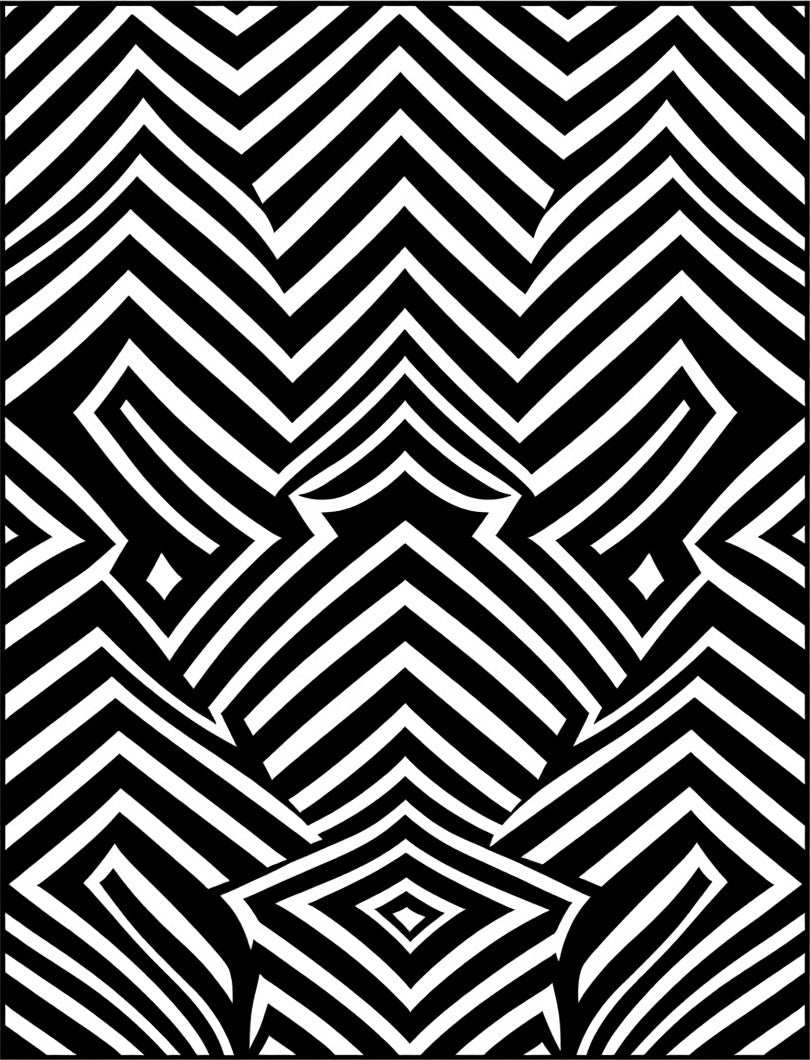 Black White Zigzag Geometric Rug