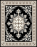 Classic Floral Motif Black Rug