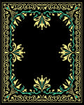 Ornate Yellow Teal Floral Border Frame Rug