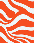 Bold Orange White Wavy Stripes Rug
