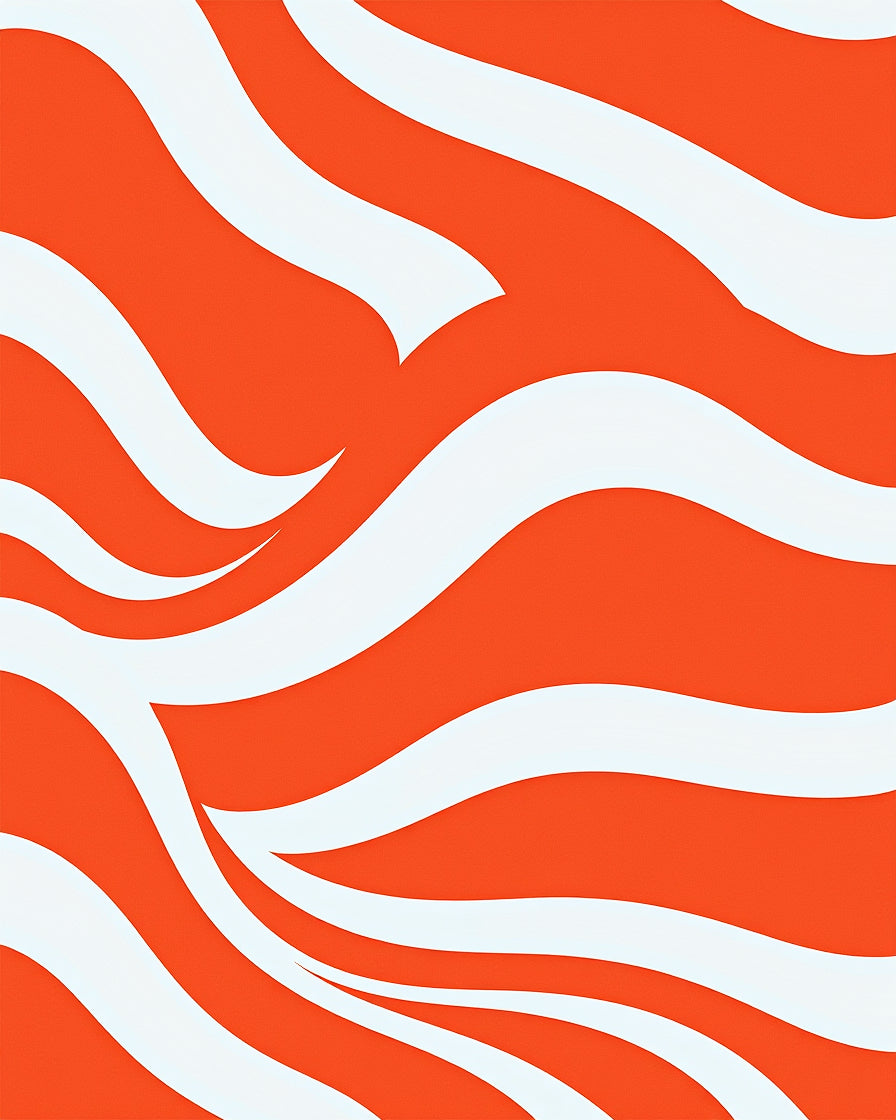 Bold Orange White Wavy Stripes Rug