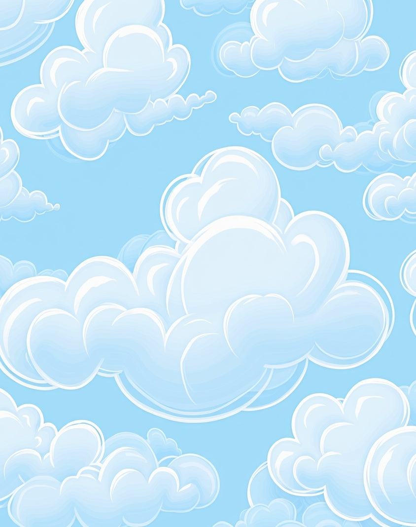 Whimsical Cloud Pattern Sky Design Rug