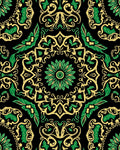 Emerald Gold Filigree Mandala Rug