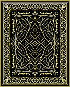 Intricate Golden Black Intertwined Pattern Rug