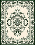 Deep Green Scrollwork Floral Medallion Rug