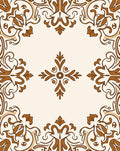 Ornate Leaf Scrollwork Border Design Rug