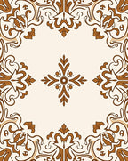 Ornate Leaf Scrollwork Border Design Rug