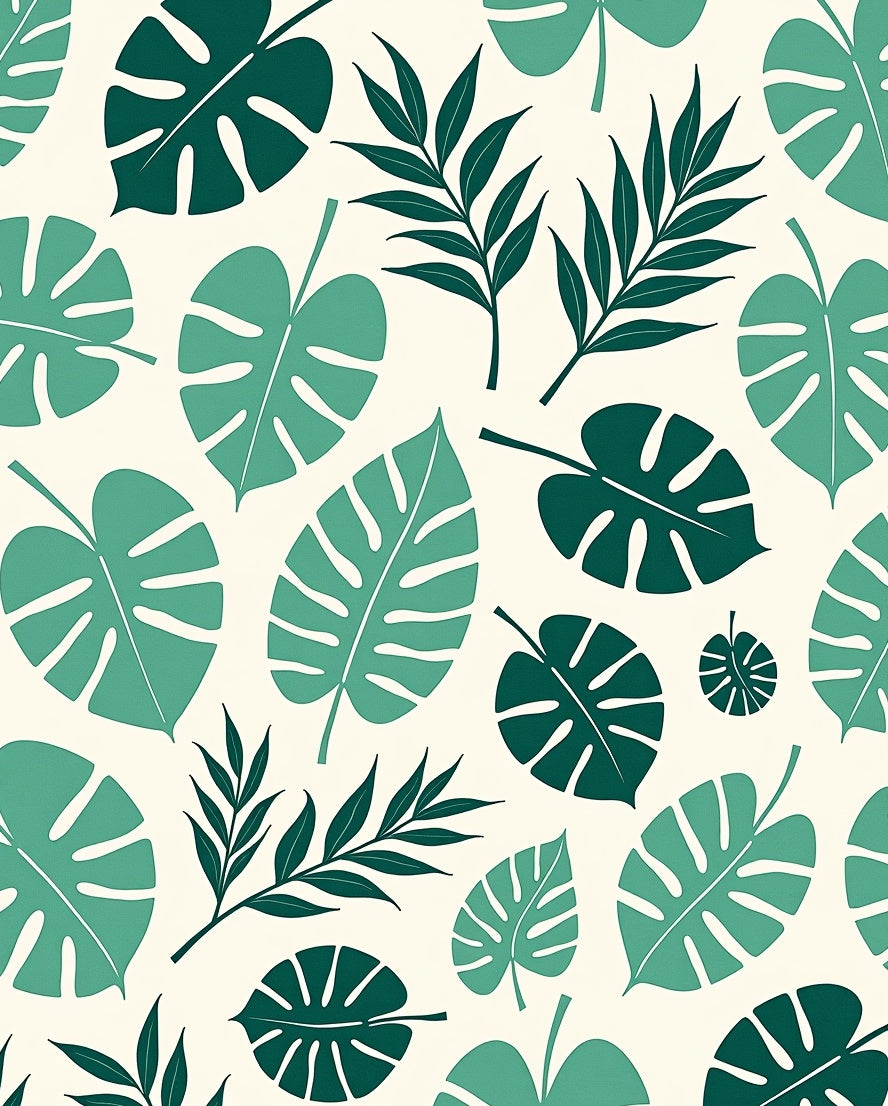 Tropical Leaf Pattern In Teal Rug