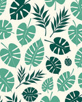 Tropical Leaf Pattern In Teal Rug