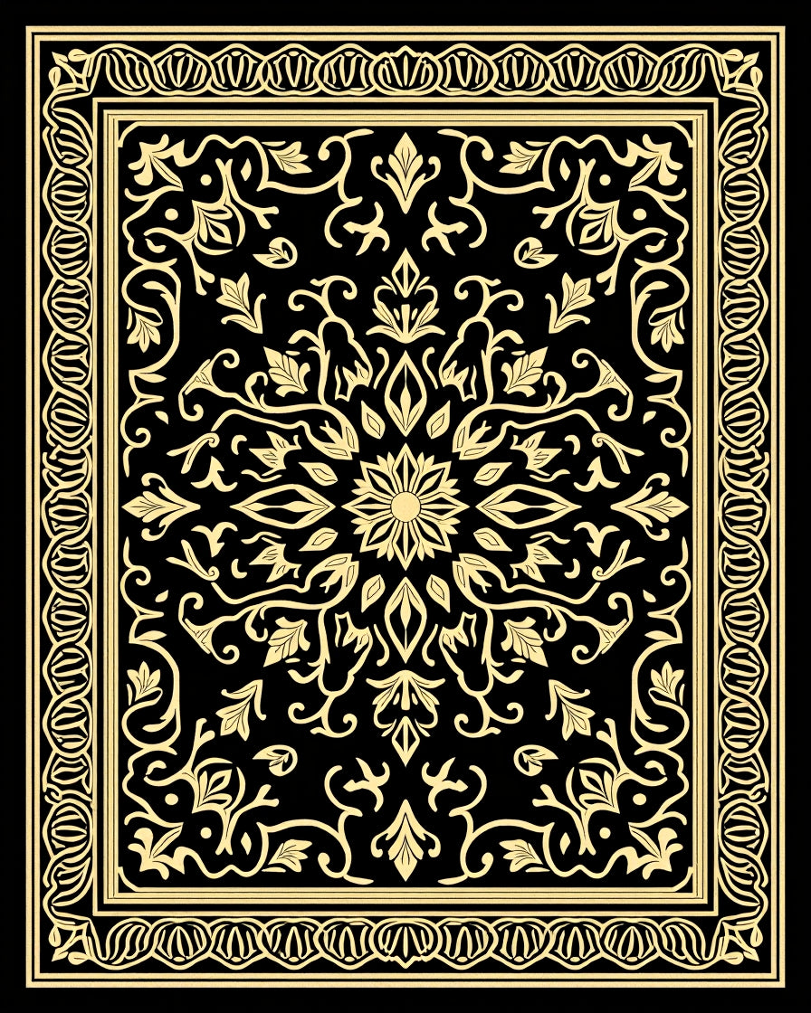 Ancient Floral Inlay Patterned Rug