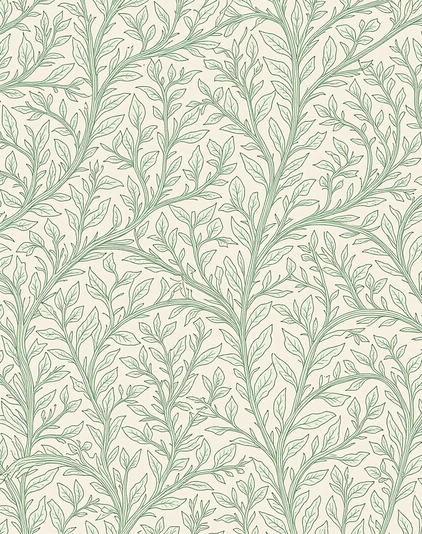 Natural Vine Leaf Outline Pattern Rug