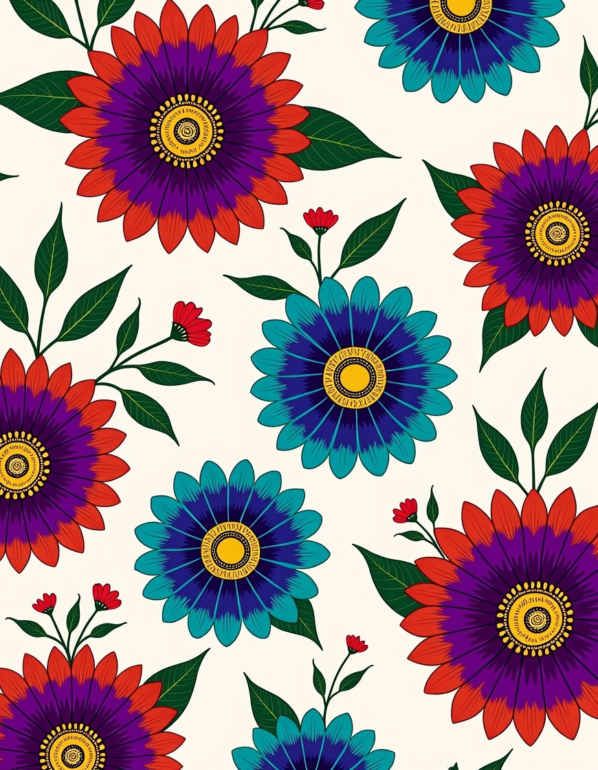 Bold Floral Pattern With Vibrant Colors Rug