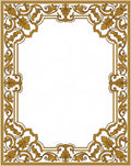 Ornate Golden Leaf Scrollwork Design Rug