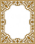 Ornate Golden Leaf Scrollwork Design Rug