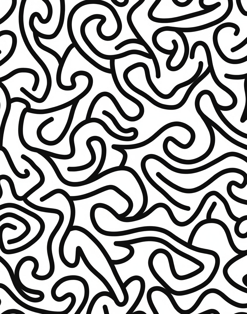 Abstract Black Swirl Pattern Rug