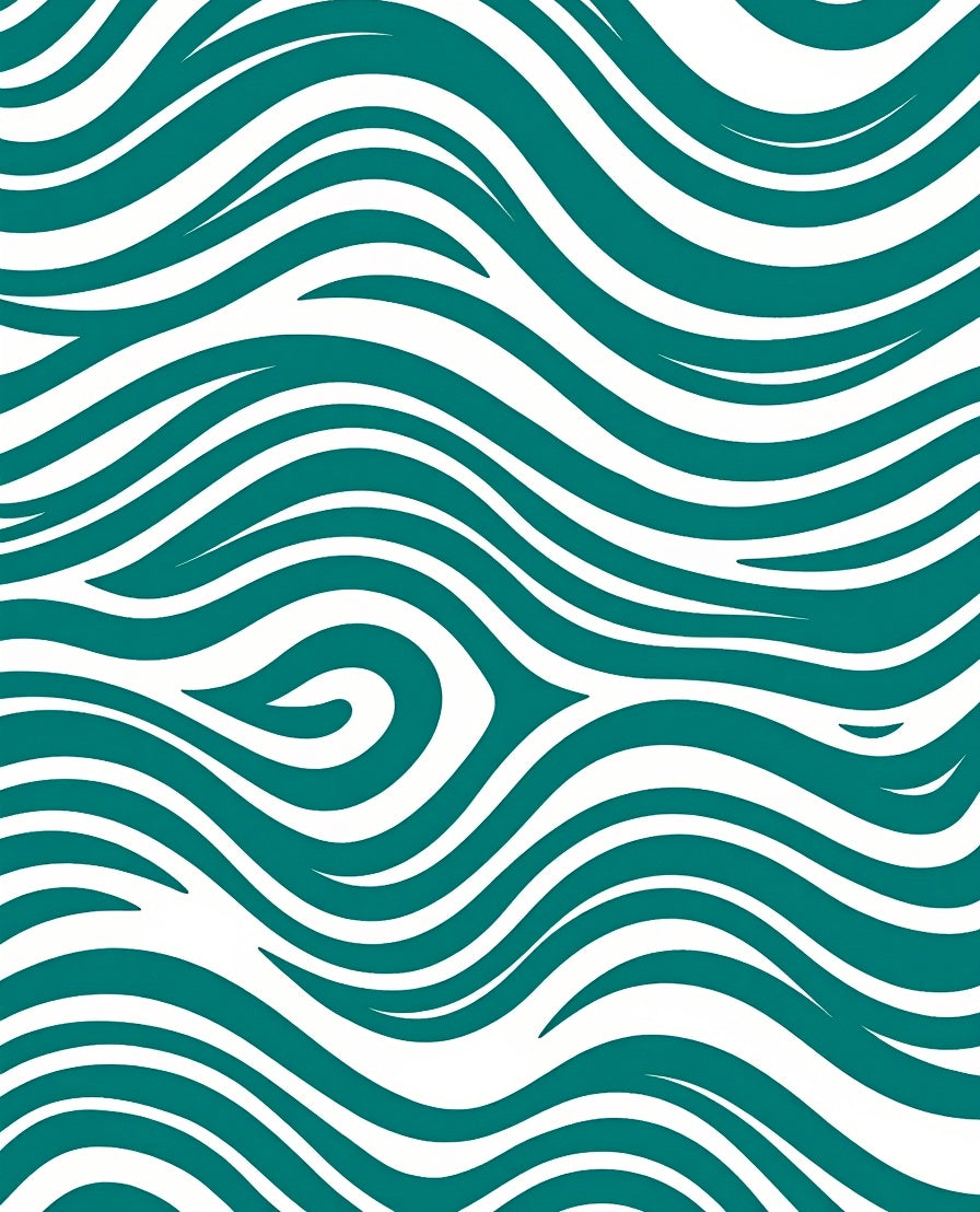 Teal Wave Abstract Composition Rug