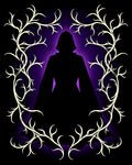 Mysterious Hooded Figure Violet Vine Rug
