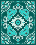 Art Nouveau Teal Floral Mandala Design Rug
