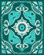 Art Nouveau Teal Floral Mandala Design Rug