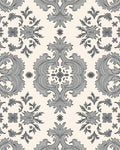 Ornate Grey Floral Damask Pattern Rug