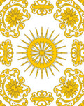 Ornate Yellow Sun Floral Pattern Rug