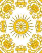 Ornate Yellow Sun Floral Pattern Rug