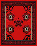 Red Floral Geometric Border Runner Design Rug