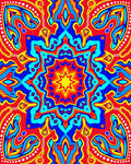 Vibrant Geometric Sunburst Mandala Rug