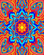 Vibrant Geometric Sunburst Mandala Rug