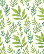 Fresh Green Leaf Pattern Rug