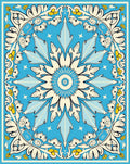 Blue Floral Swirl Medallion Pattern Rug