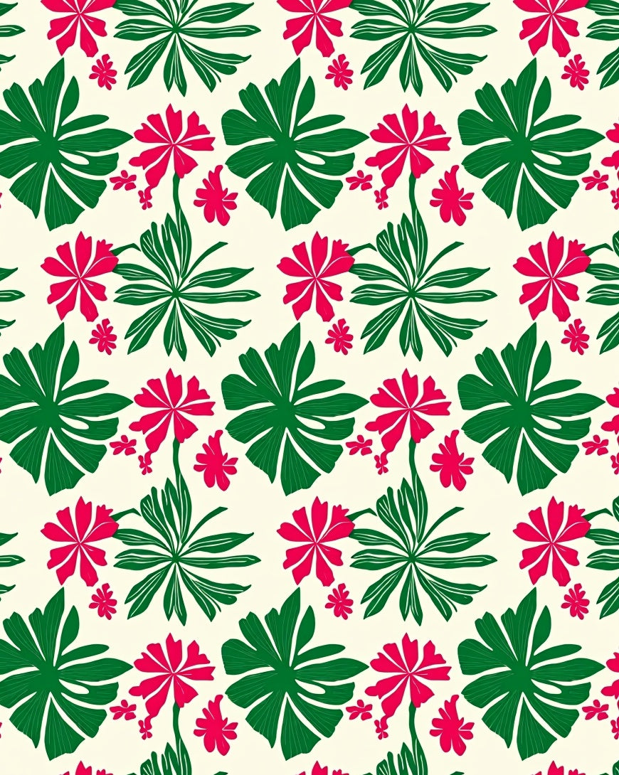 Bold Tropical Leaf Flower Pattern Rug