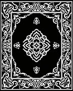 Black White Ornate Floral Rug