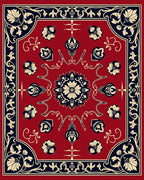 Red Floral Medallion Patterned Rug