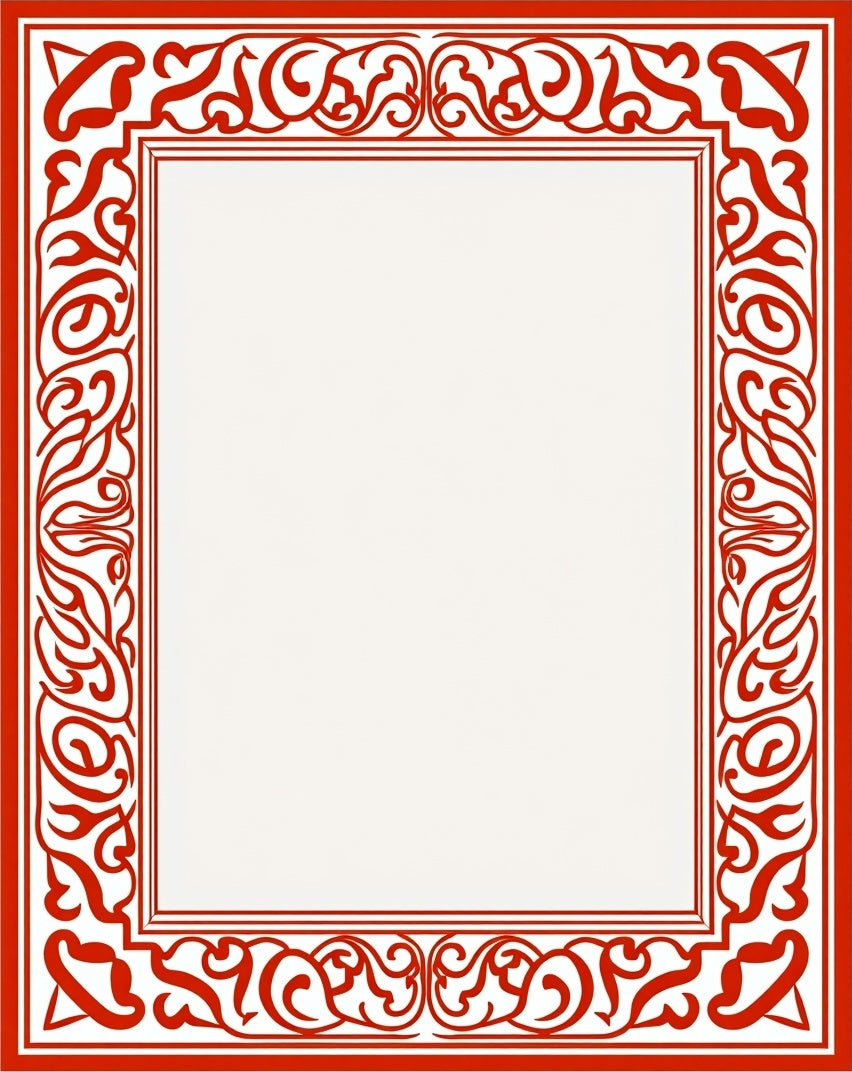 Classic Red Scrollwork Border Design Rug